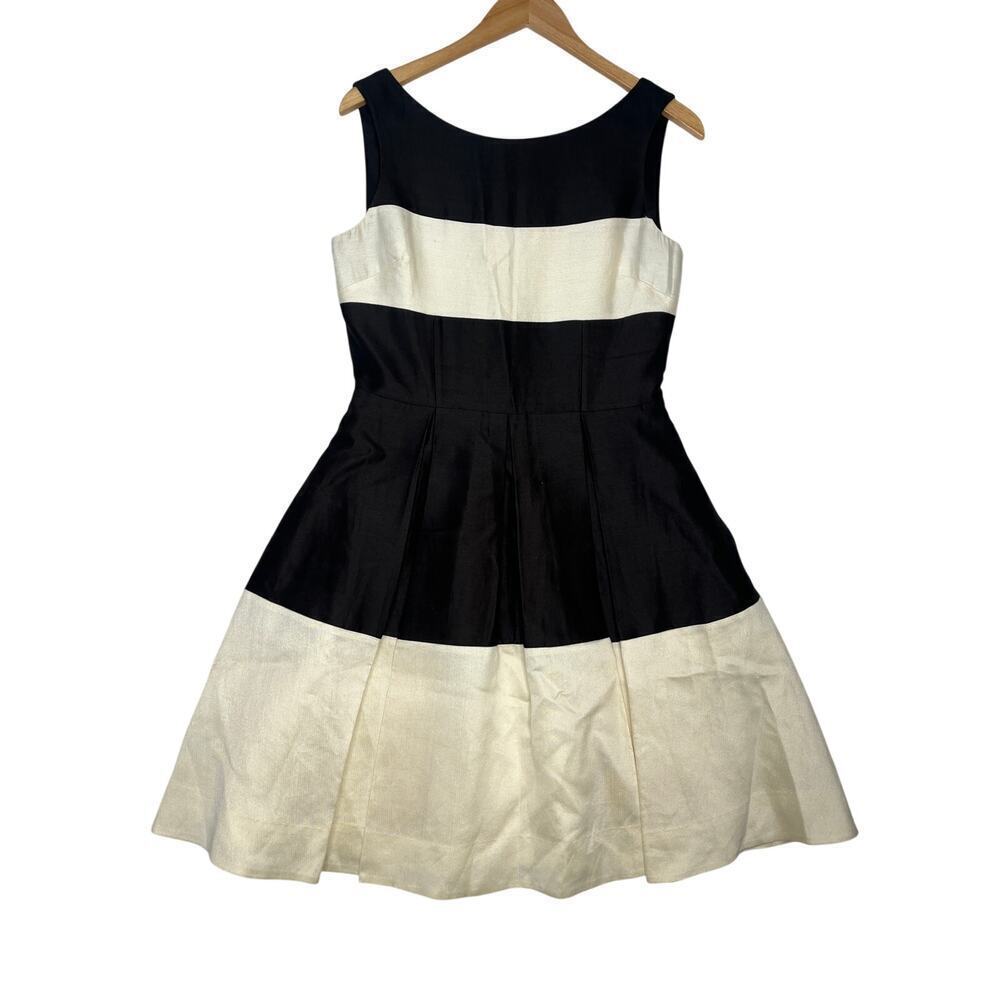 Kate Spade Black/White Silk Cotton Cocktail Fit and Flare Classy Preppy sz 6